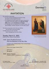 Invitation for the Dedication of the new altar at Dormition Abbey